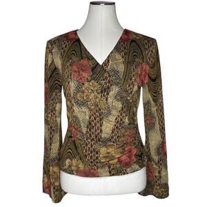 Vintage 90s Bell Sleeve Faux Wrap Top